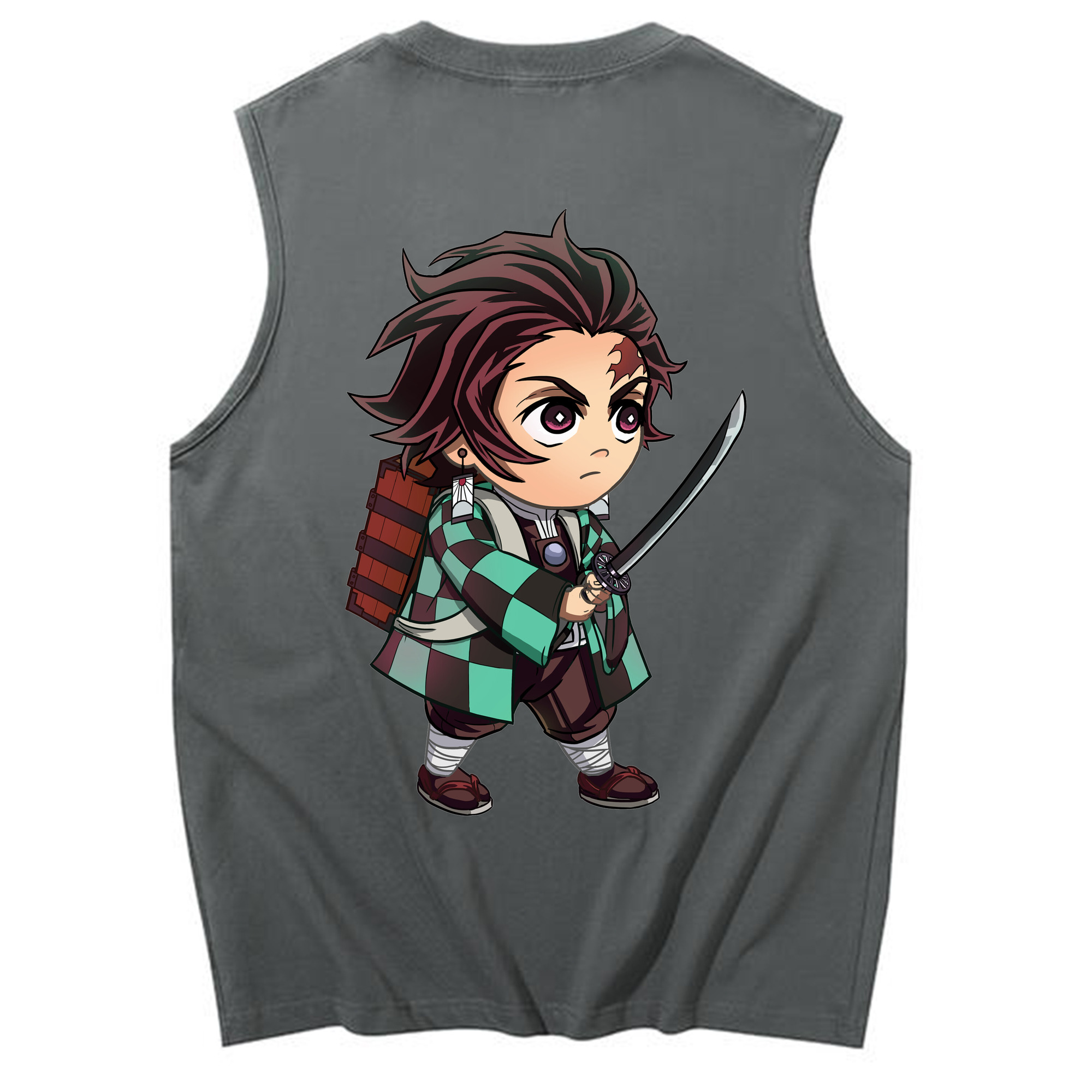 （画像用） 鬼滅の刃 竈門 炭治郎／かまど たんじろう Kamado Tanjirou コットン100％タンクトップ（背面プリント）
